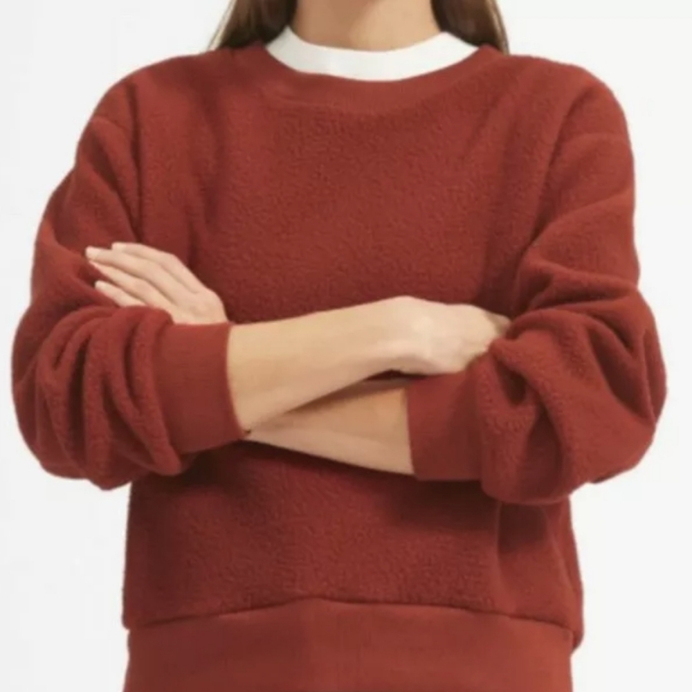Everlane Women's Size Small ReNew Fleece Sweatshirt in Rusty in Orange